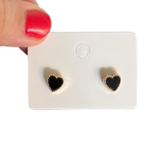 Jewelry - 🐢Gold Black Heart Stud Earrings